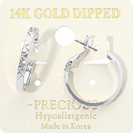 14K Gold Dipped Hypoallergenic Textured Hoop Earrings