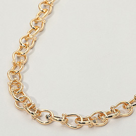 Metal Chunky Horseshoe Interlocking Chain Necklace