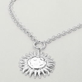 Bold Metal Radiant Sunburst Pendant Necklace