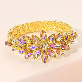 Marquise Floral Stone Cluster Adjustable Evening Bracelet