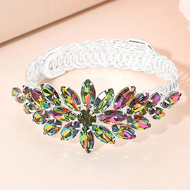 Marquise Floral Stone Cluster Adjustable Evening Bracelet