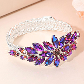 Marquise Floral Stone Cluster Adjustable Evening Bracelet