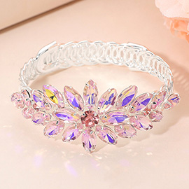 Marquise Floral Stone Cluster Adjustable Evening Bracelet