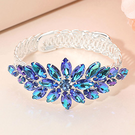 Marquise Floral Stone Cluster Adjustable Evening Bracelet