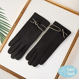 Cozy Bow Knot Accent Smart Touch Gloves