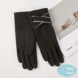 Two Tone Crisscross Accent Smart Touch Gloves