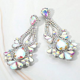 Teardrop Stone Cluster Statement Evening Earrings