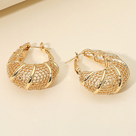 Metal Spiral Mesh Dome Hoop Earrings