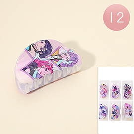 12PCS - Huntrix Anime Character Printed Half Moon Hair Claw Clips