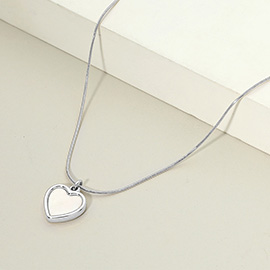 Stainless Steel Mother of Pearl Heart Pendant Necklace