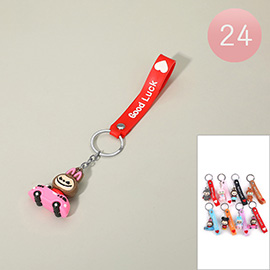 24PCS - Monster Bunny Figure Good Luck Strap Keychains