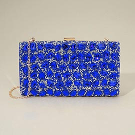 Faceted Stone Embellished Evening Clutch Bag