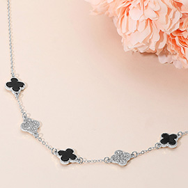 Silver Dipped Quatrefoil Link Necklace