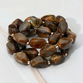 3PCS - Chunky Marbled Pebble Beaded Stretch Multi Layered Bracelets