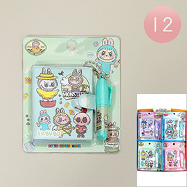 12 SET OF 2 - Monster Bunny Printed Notebook Mini Pen Set