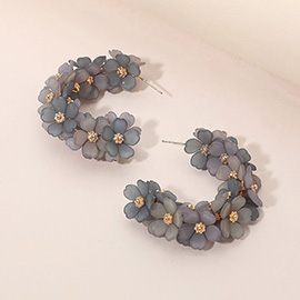Matte Petal Floral Hoop Earrings