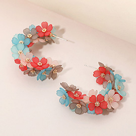Matte Petal Floral Hoop Earrings