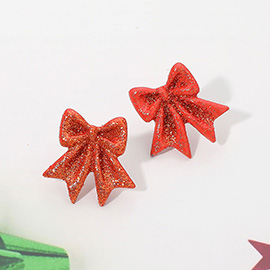 Glitter Bow Stud Earrings