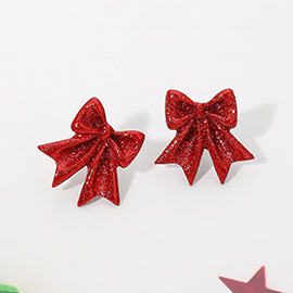 Glitter Bow Stud Earrings