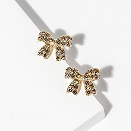 Crystal Rhinestone Bow Stud Earrings