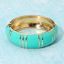 Enamel Striped Dome Hinged Bangle Bracelet