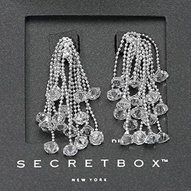 SECRET BOX_Sterling Silver Dipped Faceted Beads Tip Bubble Chain Drop Earrings