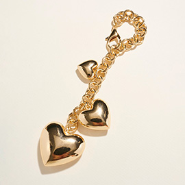 Chunky Metal Puffy Heart Charm Keychain Bag Charm