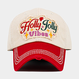 HOLLY JOLLY Vibes Message Embroidered Christmas Vintage Baseball Cap