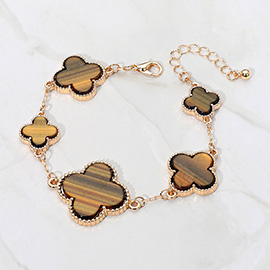Five Quatrefoil Charm Link Chain Bracelet
