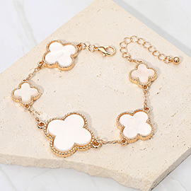 Five Quatrefoil Charm Link Chain Bracelet