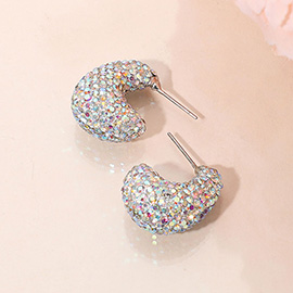 Bling Studded Small Chunky Teardrop Hoop Earrings