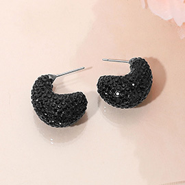 Bling Studded Small Chunky Teardrop Hoop Earrings