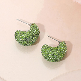 Bling Studded Small Chunky Teardrop Hoop Earrings