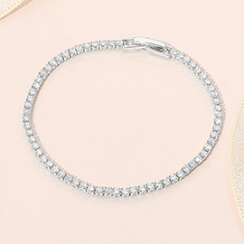 White Gold Dipped Classic Tennis Chain Bracelet