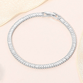 White Gold Dipped ELegant Baguette Tennis Chain Bracelet