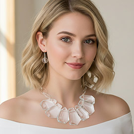 Bold Geometric Resin Pebble Statement Necklace