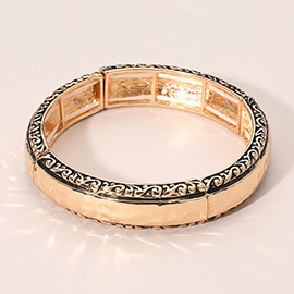 Antique Hammered Metal Stretch Bracelet