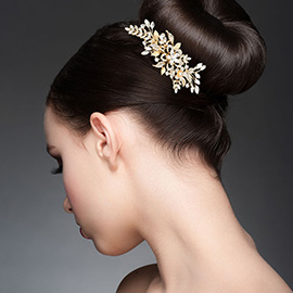 Marquise Stone Cluster Embellished Flower Center Branch Hair Comb