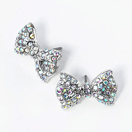 Crystal Rhinestone Bow Stud Earrings