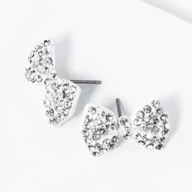 Crystal Rhinestone Bow Stud Earrings