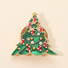 Festive Christmas Tree Magnetic Brooch