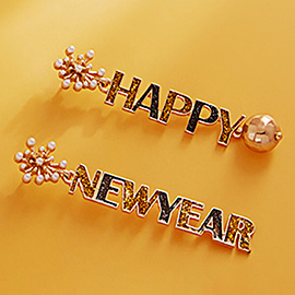 HAPPY NEWYEAR Message Dangle Earrings