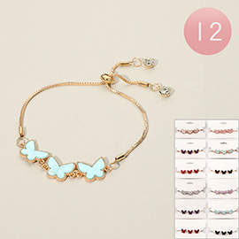 12PCS - Butterfly Link Cinch Pull Tie Adjustable Bracelets