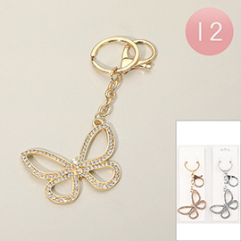 12PCS - Sparkling Stone Paved Butterfly Keychains