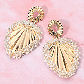 Bold Pearl-Edged Sculptural Dangle Drop Earrings