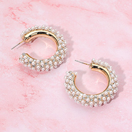 Pearl Embellished Hoop Earrings