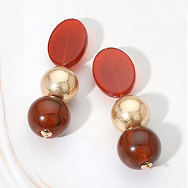 Bold Resin Metal Bead Drop Earrings
