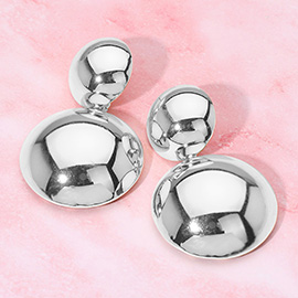 Polished Metal Dome Dangle Statement Earrings