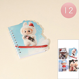 12PCS - Cute Monster Bunny Character Spiral Notebooks