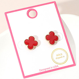 Gold Dipped Quatrefoil Stud Earrings
